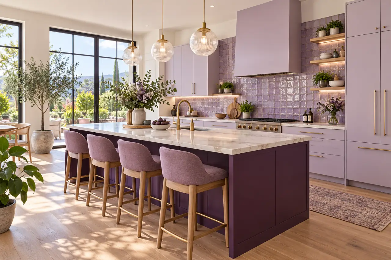 Cuisine violette : du lilas au prune, de la couleur sans assombrir la pièce