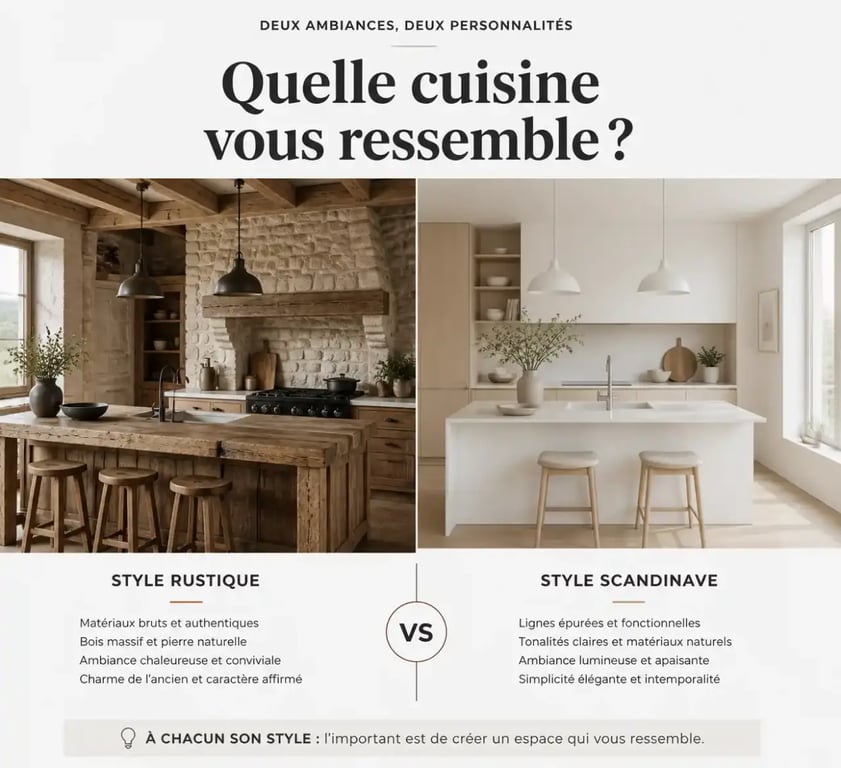 Comparatif de styles de déco cuisine : rustique vs scandinave