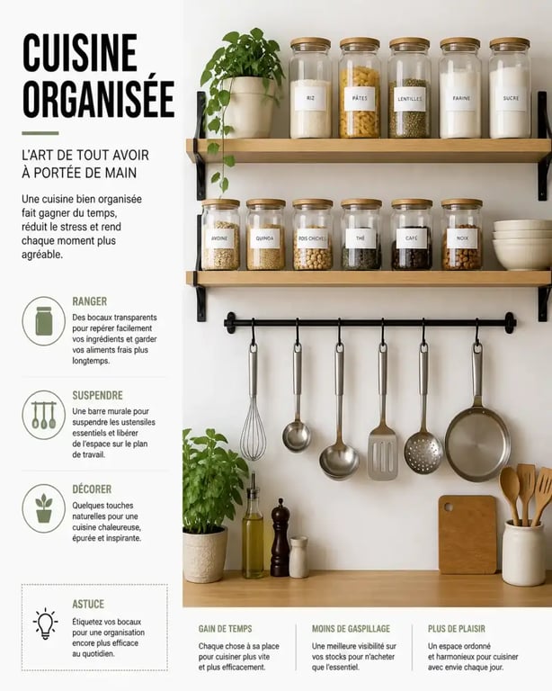 Organisation et rangement esthétique pour la déco cuisine