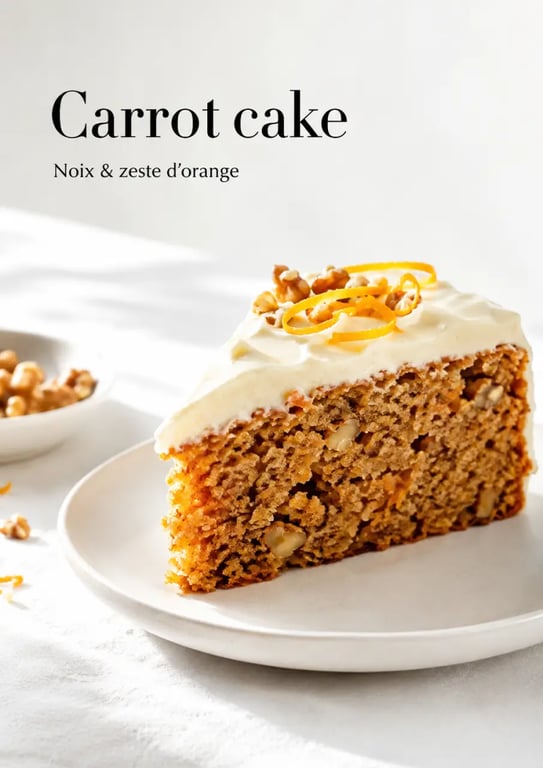 Recettes avec des carottes : part de carrot cake moelleux