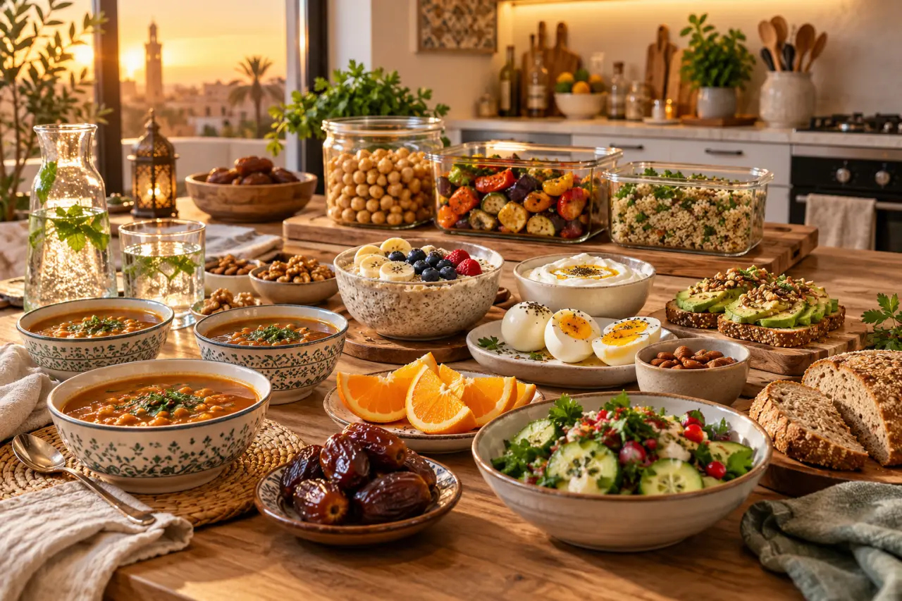 Idées repas Ramadan : un ftour léger, un shour qui tient et 3 bases à préparer d'avance