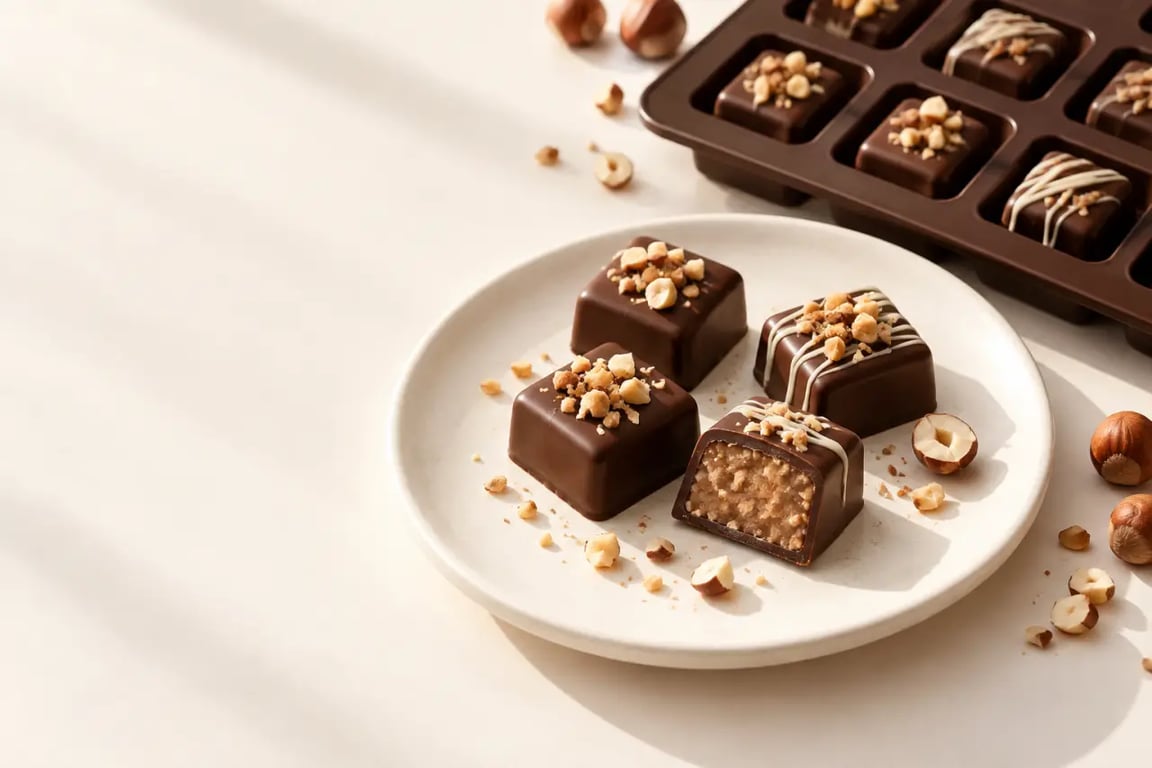 Recette petit chocolat maison facile au praliné présentée sur une assiette