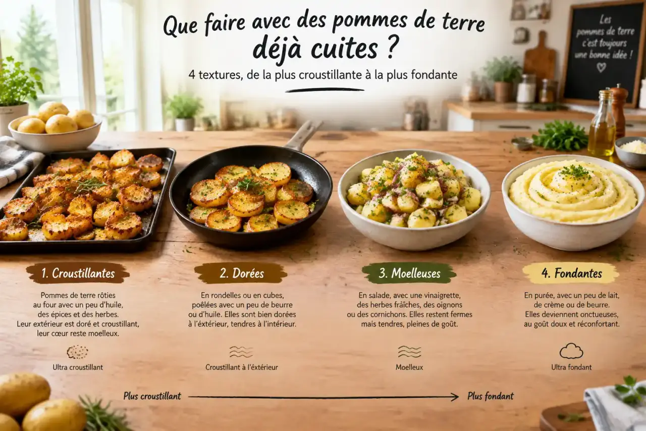 Que faire avec des pommes de terre déjà cuites ? 4 textures, de la plus croustillante à la plus fondante