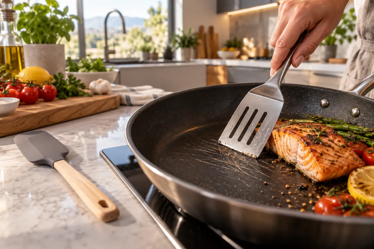 Spatule cuisine : le mauvais matériau peut rayer vos poêles antiadhésives