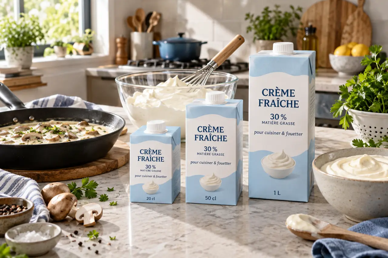 Crème fraîche en brique : 30 % de matière grasse pour cuisiner, fouetter et comparer les formats