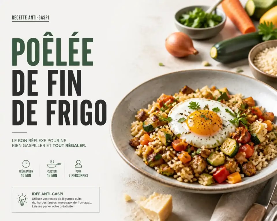 Reste frigo recette : poêlée anti-gaspi de légumes, riz et œuf