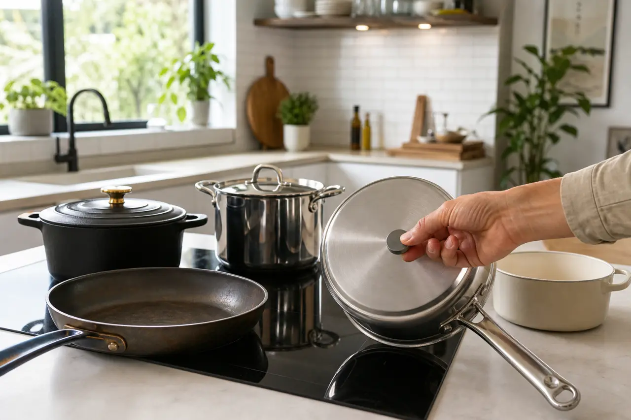 Test de l’aimant, inox, fonte, acier carbone : quelle batterie de cuisine induction choisir ?
