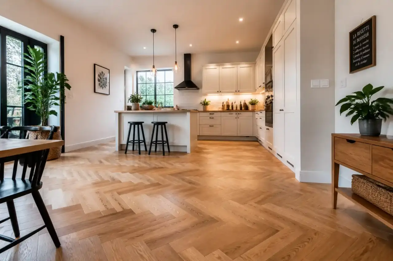 Parquet dans une cuisine : la pose flottante, l'erreur qui expose vos lames à l'eau